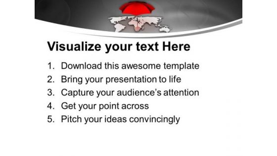Red Umbrella Shows Danger On World PowerPoint Templates Ppt Backgrounds For Slides 0313