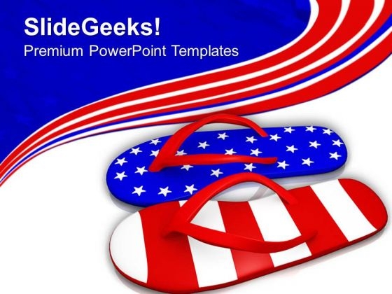 Red White And Blue Flip Flop Sandals PowerPoint Templates Ppt Backgrounds For Slides 0513