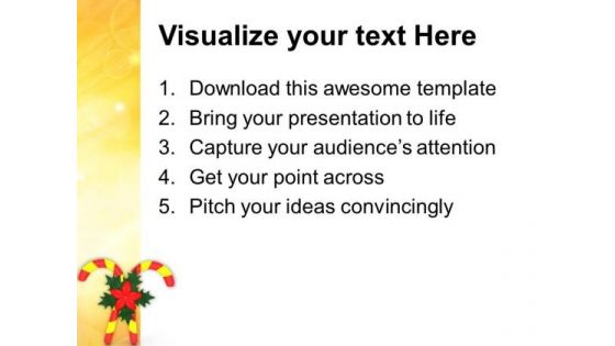 Red Yellow Candy Cane With Red Flower PowerPoint Templates Ppt Backgrounds For Slides 1212