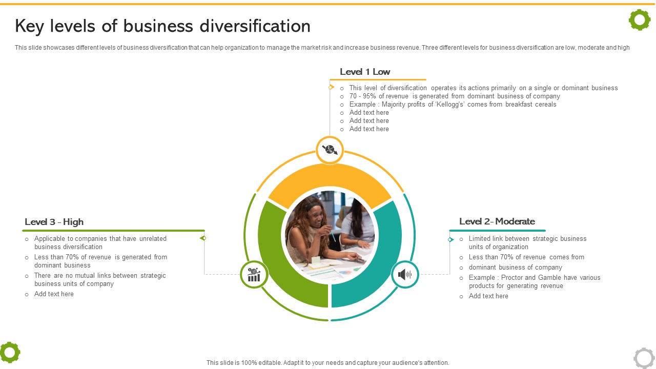 Related And Unrelated Business Key Levels Of Business Diversification Strategy SS V