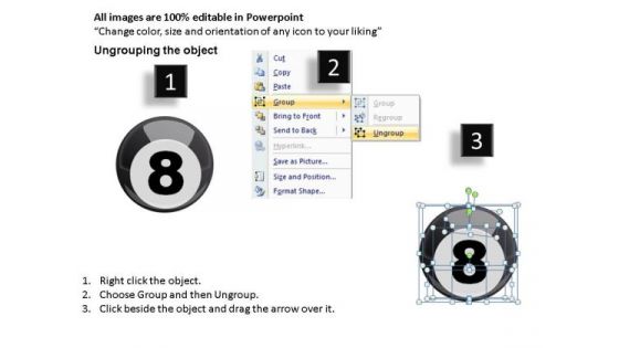 Rendering Billiard Balls With Cue PowerPoint Slides And Ppt Diagram Templates