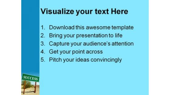 Road Sign On Desert Success PowerPoint Themes And PowerPoint Slides 0811