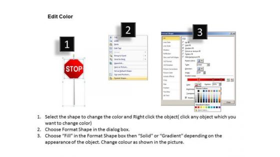 Roadway Red Stop Signs PowerPoint Slides And Editable Ppt Templates
