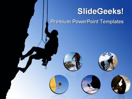 Rock Climber Struggle Sports PowerPoint Templates And PowerPoint Backgrounds 0311