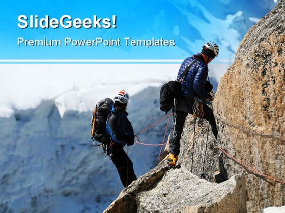 Rock Climbers Sports PowerPoint Templates And PowerPoint Backgrounds 0711
