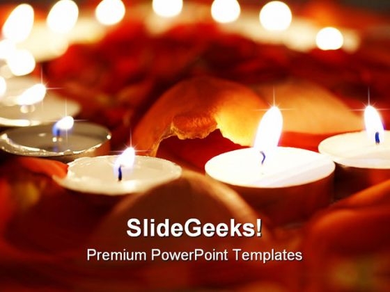 Rose Leaves With Candles Festival PowerPoint Templates And PowerPoint Backgrounds 0611