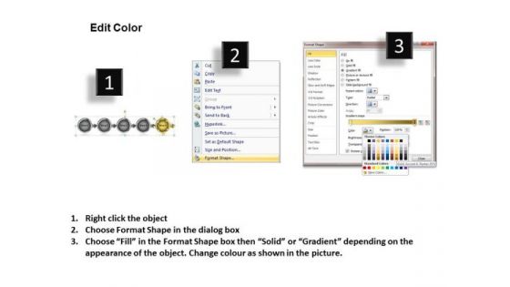 Round Implementation Of 5 Steps Involved Process Ppt Hydraulic Schematic PowerPoint Templates