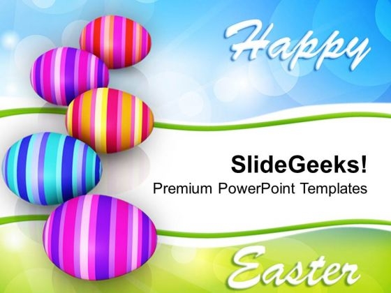 Row Of Colorful Easter Eggs Celebration PowerPoint Templates Ppt Backgrounds For Slides 0313