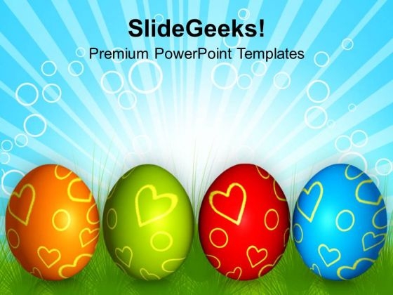 Row Of Colorful Easter Eggs Festival PowerPoint Templates Ppt Backgrounds For Slides 0313