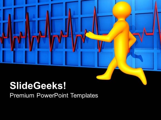 Running Man With Heart Beat Medical PowerPoint Templates Ppt Backgrounds For Slides 0313