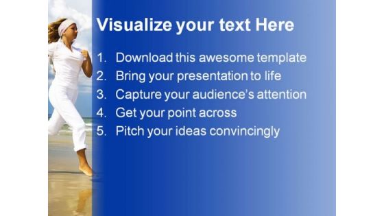 Running On Beach Health PowerPoint Template 1110