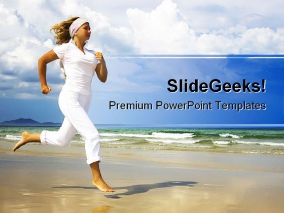 Running On Beach Health PowerPoint Template 1110