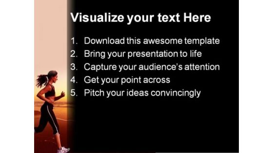 Running Woman Sunset Beach PowerPoint Templates And PowerPoint Backgrounds 0311