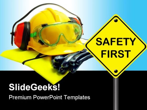 Safety First Construction PowerPoint Backgrounds And Templates 1210