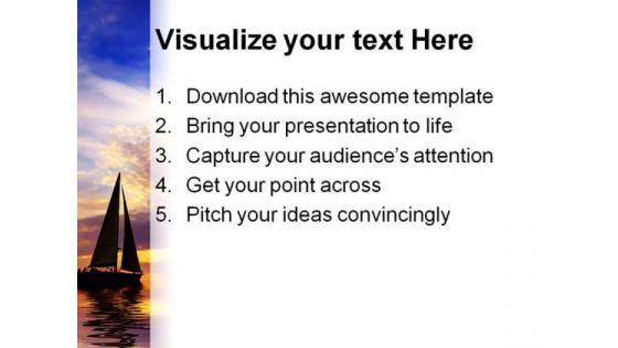 Sailing Sunset Nature PowerPoint Template 1110