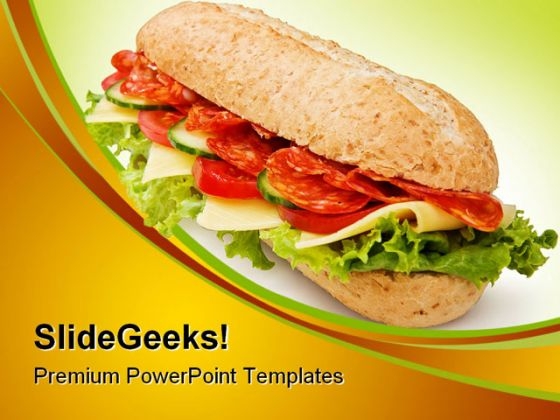 Salami Submarine Sandwich Food PowerPoint Templates And PowerPoint Backgrounds 0211