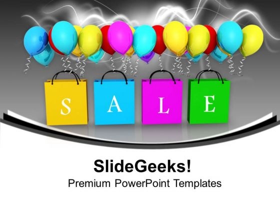 Sale Shopping Bags With Balloons PowerPoint Templates Ppt Backgrounds For Slides 0713