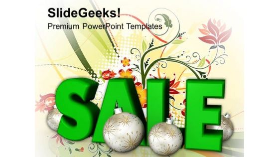 Sale With Stylized Christmas Baubles Shopping PowerPoint Templates Ppt Backgrounds For Slides 1112
