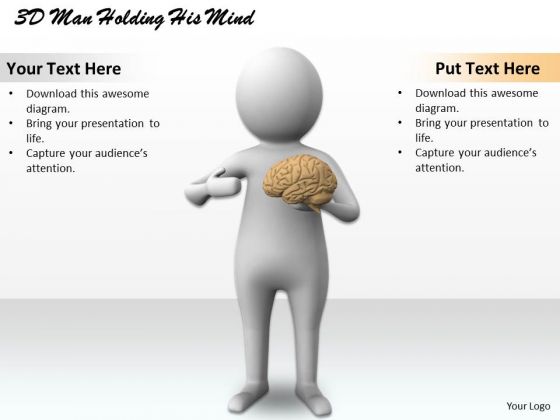 Sales Concepts 3d Man Holding His Mind Character