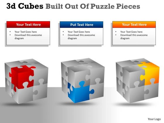 Sales Diagram 3d Cubes Built Out Of Puzzle Pieces Mba Models And Frameworks