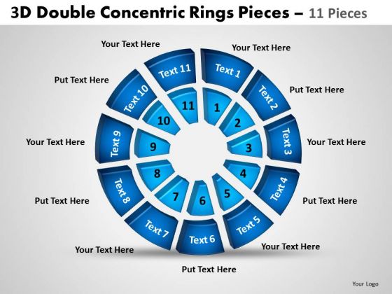 Sales Diagram 3d Double Concentric Rings Pieces 2 Marketing Diagram