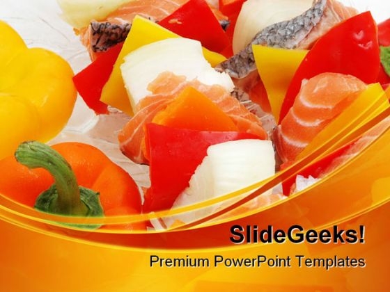 Salmon Kabob Food PowerPoint Templates And PowerPoint Backgrounds 0211