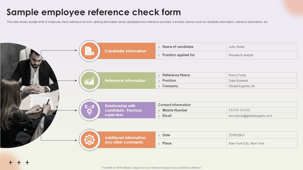 Sample Employee Reference Check Form Workforce Procurement And Aptitude Evaluation Ppt Powerpoint