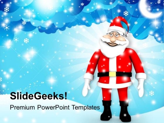 Santa Clause In Snowfall PowerPoint Templates Ppt Backgrounds For Slides 1212