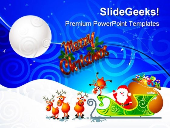 Santa Sleigh Christmas PowerPoint Templates And PowerPoint Backgrounds 0711