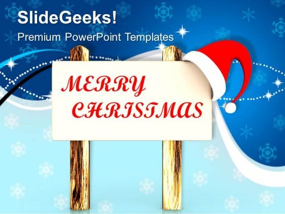 Santas Message On Wooden Board Christmas PowerPoint Templates Ppt Backgrounds For Slides 1212