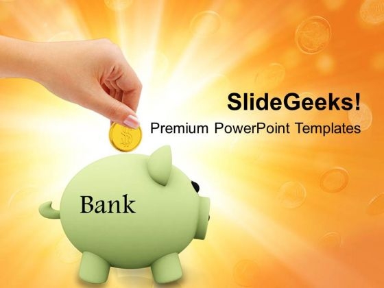 Save Money In Piggy Bank Security PowerPoint Templates Ppt Backgrounds For Slides 0313