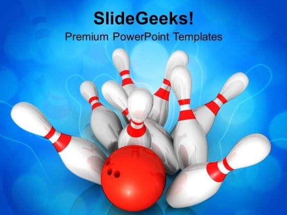 Scattered Skittle And Bowling Ball Competition PowerPoint Templates Ppt Backgrounds For Slides 0313