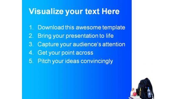 School Bag And Accessories Education PowerPoint Template 1110