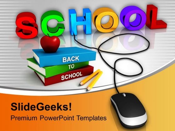 School Connected To Mouse Online Education PowerPoint Templates Ppt Backgrounds For Slides 0313