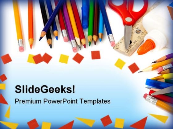 School Supplies Education PowerPoint Template 1010