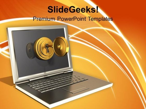Secured Laptop And Information Technology PowerPoint Templates Ppt Backgrounds For Slides 0113