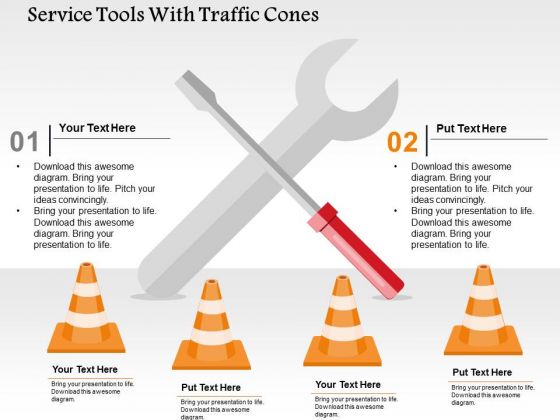Service Tools With Traffic Cones PowerPoint Templates