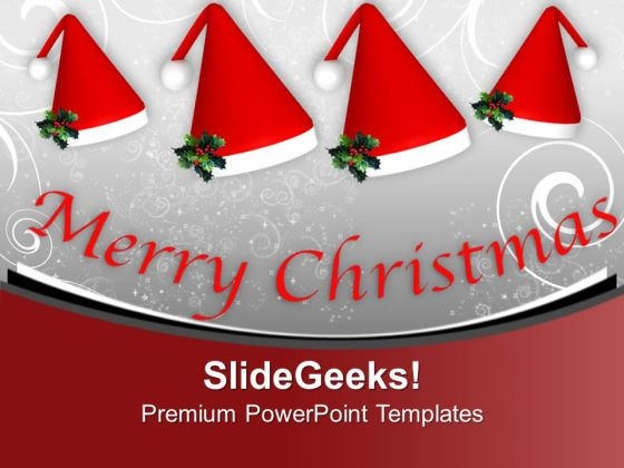 Set Of Santa Claus Hat Winter Holidays PowerPoint Templates Ppt Backgrounds For Slides 0113