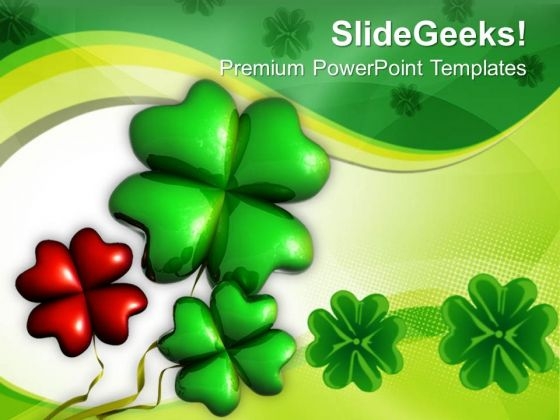 Shamrock Symbol Leafed Celebration PowerPoint Templates Ppt Backgrounds For Slides 0313