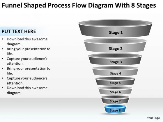 Shaped Process Flow Diagram With 8 Stages Ppt Real Estate Agent Business Plan PowerPoint Slides