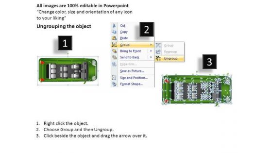 Shapes Green Minivan Top View PowerPoint Slides And Ppt Diagrams Templates