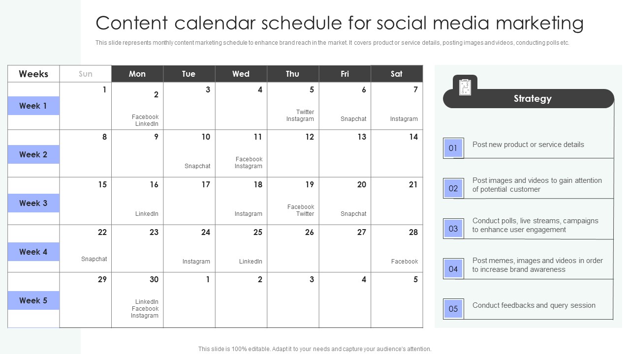 Shopper Marketing Strategy To Enhance Content Calendar Schedule For Social Media Topics Pdf