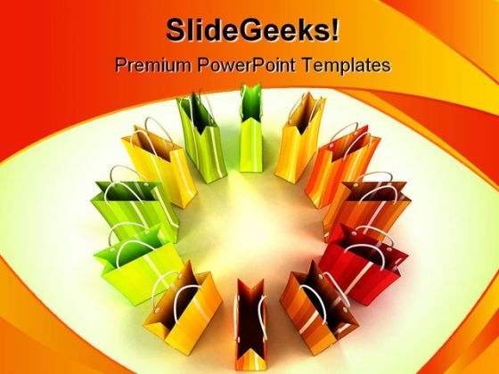Shopping Bags Entertainment PowerPoint Template 0910