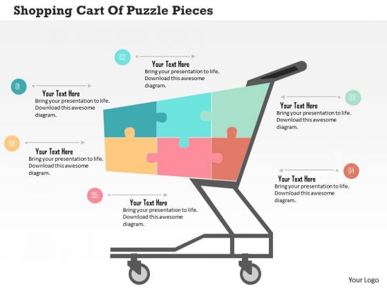 Shopping Cart Of Puzzle Pieces Presentation Template