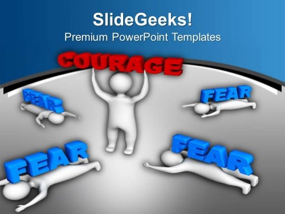 Show Courage And Defeat Fear PowerPoint Templates Ppt Backgrounds For Slides 0613