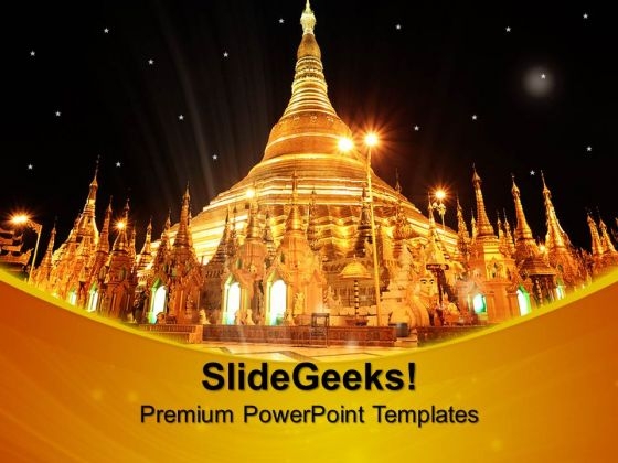 Shwedagon Pagoda At Night Yan Religion PowerPoint Templates And PowerPoint Themes 0712