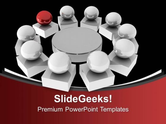 Silver Balls Arranged In Circle With Red Leader PowerPoint Templates Ppt Backgrounds For Slides 0213