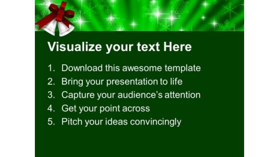 Silver Bells And Maroon Bow PowerPoint Templates Ppt Backgrounds For Slides 1212