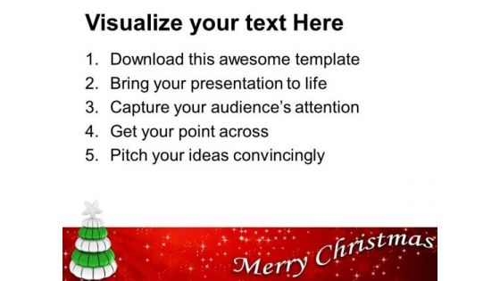 Silver Pine Tree Merry Christmas PowerPoint Templates Ppt Backgrounds For Slides 1212