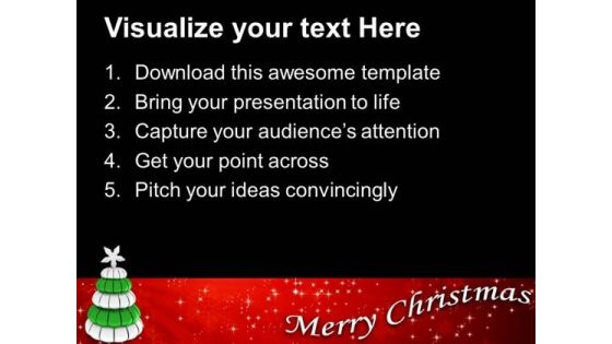 Silver Pine Tree Merry Christmas PowerPoint Templates Ppt Backgrounds For Slides 1212
